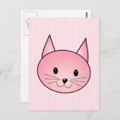 Kat. Schattig  roze kat. Briefkaart (Voorkant / Achterkant)