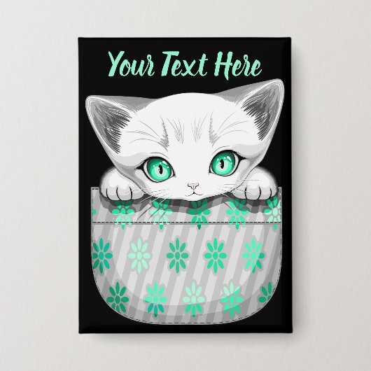 Kat Schattige en speels piekend uit een broekzak Button (Voorkant)