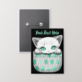 Kat Schattige en speels piekend uit een broekzak Button (Voorkant / Achterkant)