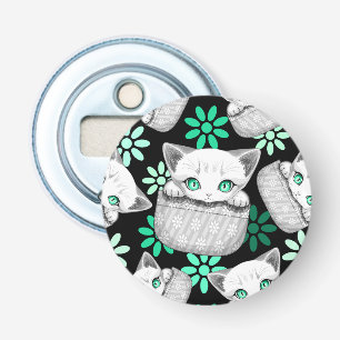 Kat Schattige en speels piekend uit een broekzak Button Flesopener