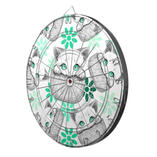 Kat Schattige en speels piekend uit een broekzak Dartbord (Voorkant Rechts)