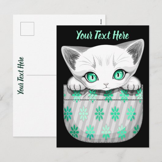 Kat Schattige en speels piekend uit een broekzak Feestdagenkaart (Voorkant / Achterkant)
