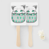 Kat Schattige en speels piekend uit een broekzak Handwaaier (Voorkant en achterkant)