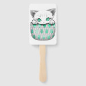 Kat Schattige en speels piekend uit een broekzak Handwaaier (Achterkant)