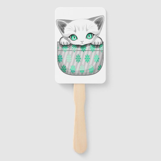 Kat Schattige en speels piekend uit een broekzak Handwaaier (Achterkant)