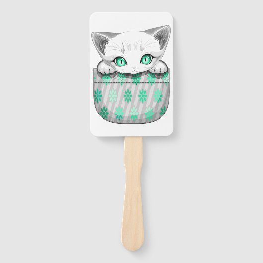 Kat Schattige en speels piekend uit een broekzak Handwaaier (Voorkant)