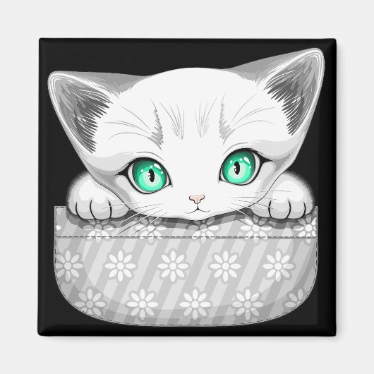 Kat Schattige en speels piekend uit een broekzak Magneet (Voorkant)