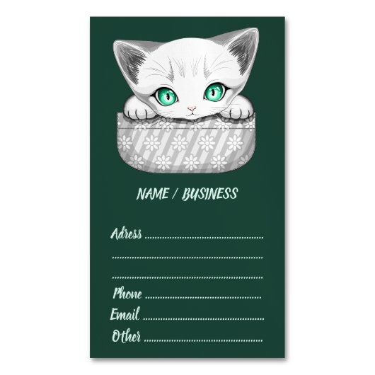 Kat Schattige en speels piekend uit een broekzak Magnetisch Visitekaartje (Voorkant Verticaal)