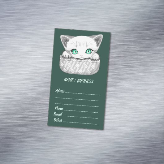 Kat Schattige en speels piekend uit een broekzak Magnetisch Visitekaartje (Voorbeeld)