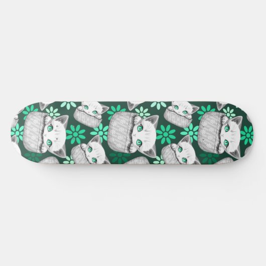 Kat Schattige en speels piekend uit een broekzak Skateboard (Horizontaal)