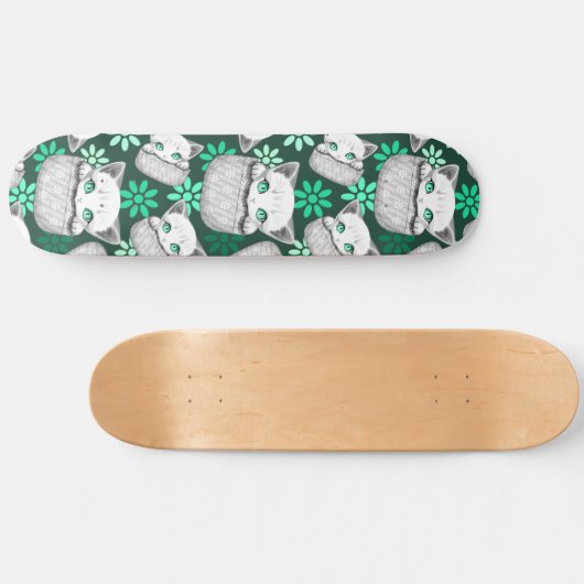 Kat Schattige en speels piekend uit een broekzak Skateboard (Horizontaal)