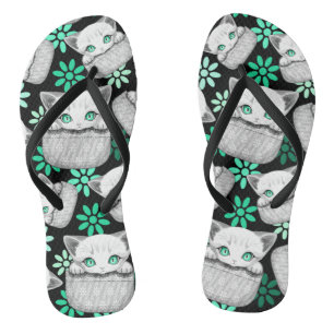 Kat Schattige en speels piekend uit een broekzak Teenslippers