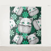 Kat Schattige en speels piekend uit een broekzak Wandkleed (Voorkant)