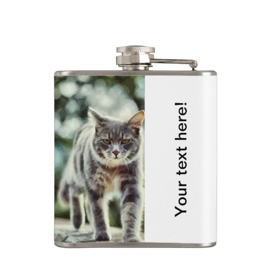 Kat schilderen heupfles (Achterkant)