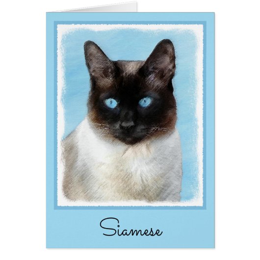 Kat schilderen van Siamese - Kute Original Cat Art (Voorkant)