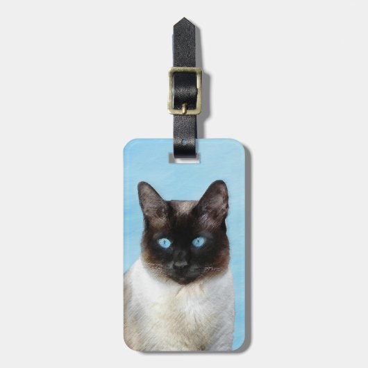 Kat schilderen van Siamese - Kute Original Cat Art Bagagelabel (Voorkant verticaal)