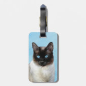 Kat schilderen van Siamese - Kute Original Cat Art Bagagelabel (Achterkant verticaal)