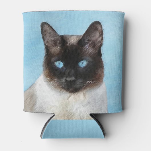 Kat schilderen van Siamese - Kute Original Cat Art Blikjeskoeler (Voorkant)