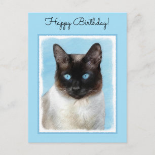 Kat schilderen van Siamese - Kute Original Cat Art Briefkaart