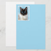 Kat schilderen van Siamese - Kute Original Cat Art Briefpapier (Voorkant / Achterkant)