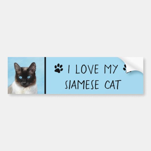Kat schilderen van Siamese - Kute Original Cat Art Bumpersticker (Voorkant)