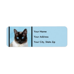 Kat schilderen van Siamese - Kute Original Cat Art Etiket