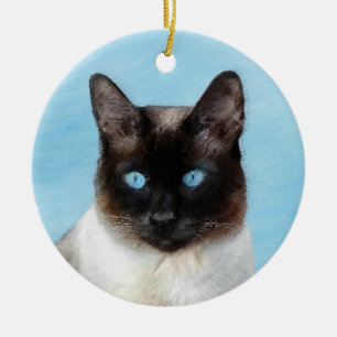 Kat schilderen van Siamese - Kute Original Cat Art Keramisch Ornament