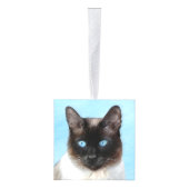 Kat schilderen van Siamese - Kute Original Cat Art Kubus Ornament (Rechts)