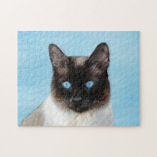Kat schilderen van Siamese - Kute Original Cat Art Legpuzzel