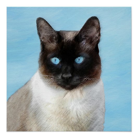 Kat schilderen van Siamese - Kute Original Cat Art Perfect Poster (Voorkant)