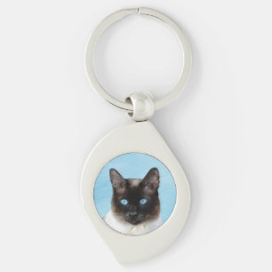 Kat schilderen van Siamese - Kute Original Cat Art Sleutelhanger