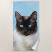 Kat schilderen van Siamese - Kute Original Cat Art Strandlaken (Voorkant)