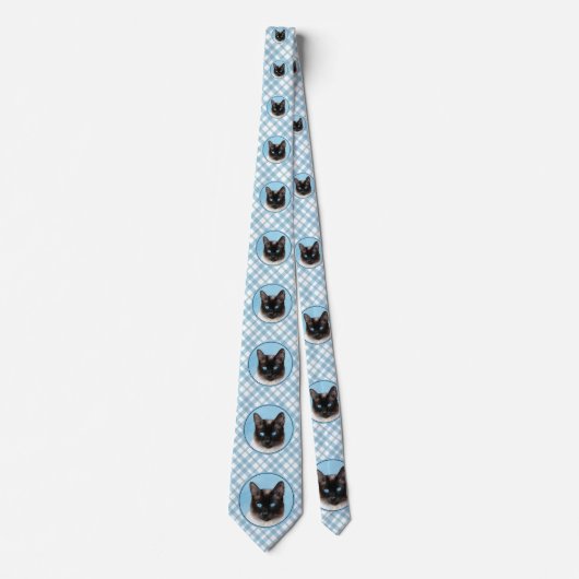 Kat schilderen van Siamese - Kute Original Cat Art Stropdas (Voorkant)
