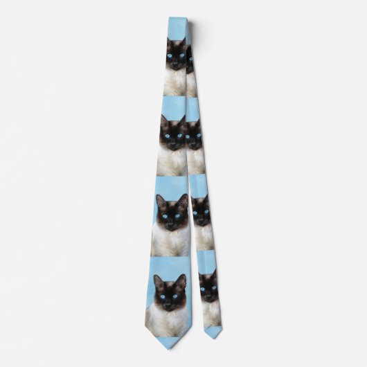 Kat schilderen van Siamese - Kute Original Cat Art Stropdas (Voorkant)