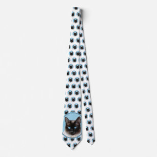 Kat schilderen van Siamese - Kute Original Cat Art Stropdas