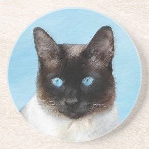 Kat schilderen van Siamese - Kute Original Cat Art Zandsteen Onderzetter