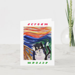 Kat Scream Note Card met schermtekst Kaart