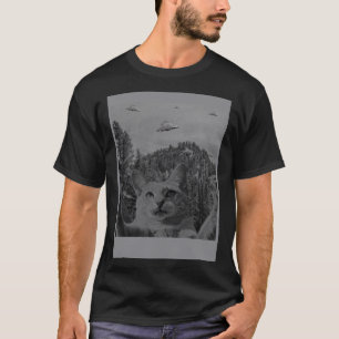 Kat Selfie Meme UFO Waarnemen Alien Conspiracy SCI T-shirt