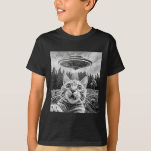 Kat Selfie Met Alien UFO Grappige Kat Voor Mannen  T-shirt