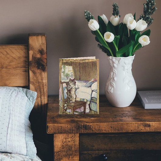 Kat Serving Tea - Beatrix Potter krijgt een goede  Kaart