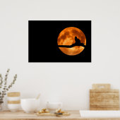 Kat Silhouet Maneschijn Poster (Keuken)