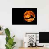 Kat Silhouet Maneschijn Poster (Thuiskantoor)