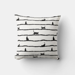 Kat Silhouet Strepen Abstract Hand getrokken Patro Kussen