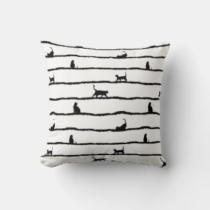Kat Silhouet Strepen Abstract Hand getrokken Patro Kussen