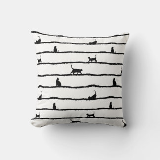 Kat Silhouet Strepen Abstract Hand getrokken Patro Kussen