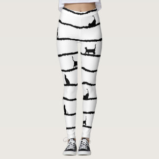 Kat Silhouet Strepen Abstract Hand getrokken Patro Leggings