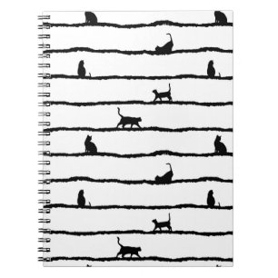 Kat Silhouet Strepen Abstract Hand getrokken Patro Notitieboek