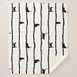 Kat Silhouet Strepen Abstract Hand getrokken Patro Sherpa Deken