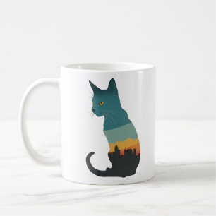 Kat silhouet vervaagd koffiemok