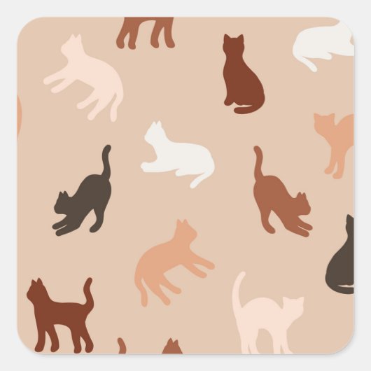 Kat silhouet vierkante sticker (Voorkant)